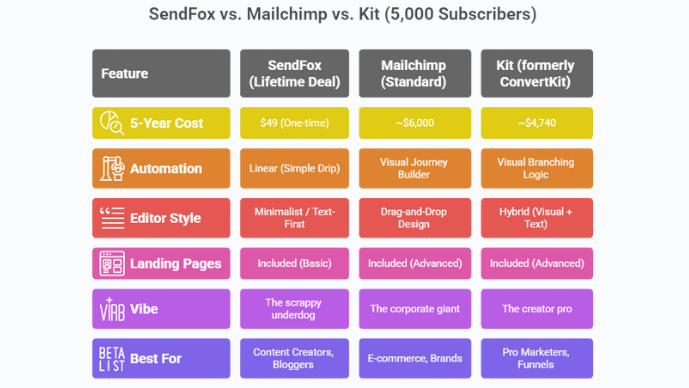 SendFox 4.0 Content - Competitor Comparison